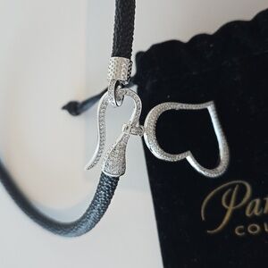 Pamela B jewelry 925 silver with CZ heart pendant with black cord